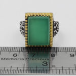 انگشتر عقیق سبز نقره مردانه طرح ثاقب - Image 2