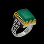 انگشتر عقیق سبز نقره مردانه طرح ثاقب - Image 5