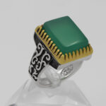 انگشتر عقیق سبز نقره مردانه طرح ثاقب - Image 3