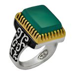 انگشتر عقیق سبز نقره مردانه طرح ثاقب