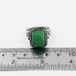 انگشتر عقیق سبز نقره مردانه طرح مستطیلی کیارش - Image 2