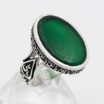 انگشتر عقیق سبز نقره مردانه طرح ناد علی - Image 3