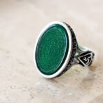 انگشتر عقیق سبز نقره مردانه طرح ناد علی - Image 4