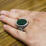 انگشتر عقیق سبز نقره مردانه طرح ناد علی - Image 5