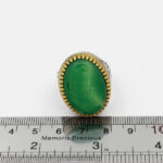 انگشتر عقیق سبز نقره مردانه طرح دور طلایی یا حسن جانم (ع) - Image 2