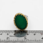 انگشتر عقیق سبز نقره مردانه طرح دور طلایی یا شافع - Image 2