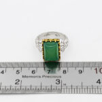 انگشتر عقیق سبز نقره مردانه طرح دور طلایی ارس - Image 2