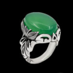 انگشتر عقیق سبز نقره مردانه طرح آراد