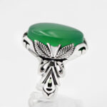 انگشتر عقیق سبز نقره مردانه طرح آراد - Image 4