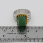 انگشتر عقیق سبز نقره مردانه طرح دور طلایی دها - Image 4