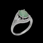 انگشتر زمرد زامبیا الماس تراش نقره زنانه طرح رعنا