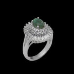 انگشتر زمرد الماس تراش نقره زنانه طرح رامینا