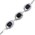 دستبند یاقوت کبود الماس تراش نقره زنانه طرح راویه