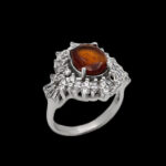 انگشتر گارنت الماس تراش نقره زنانه طرح بهیره