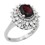 انگشتر گارنت الماس تراش نقره زنانه طرح راما