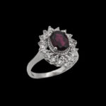 انگشتر گارنت الماس تراش نقره زنانه طرح پرتو