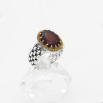 انگشتر گارنت نقره مردانه طرح ساعت رولکسی دورطلایی صعود - Image 4