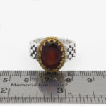 انگشتر گارنت نقره مردانه طرح ساعت رولکسی دورطلایی صعود - Image 3