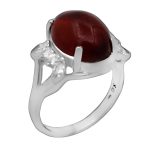 انگشتر گارنت نقره زنانه طرح مدگل