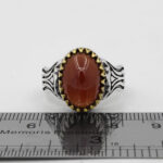 انگشتر گارنت نقره مردانه طرح دورطلایی کوروش - Image 2