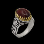 انگشتر گارنت نقره مردانه طرح دورطلایی کوروش - Image 5