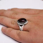 انگشتر گارنت نقره مردانه طرح سورنا - Image 2