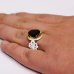 انگشتر گارنت الماس تراش نقره مردانه طرح دور طلایی سروش - Image 2