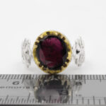 انگشتر گارنت الماس تراش نقره مردانه طرح دور طلایی سروش - Image 4