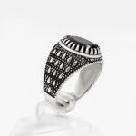 انگشتر گارنت الماس تراش نقره مردانه طرح یاسر - Image 2