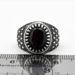 انگشتر گارنت الماس تراش نقره مردانه طرح یاسر - Image 4