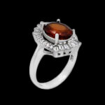 انگشتر گارنت الماس تراش نقره زنانه طرح رامیا