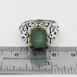 انگشتر زمرد زامبیا الماس تراش نقره مردانه فاخر دست ساز طرح سادین - Image 3