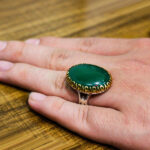 انگشتر عقیق سبز نقره مردانه طرح امیر - Image 2