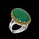 انگشتر عقیق سبز نقره مردانه طرح امیر