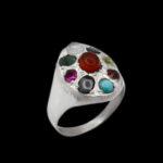 انگشتر چند سنگ نقره زنانه و مردانه دست ساز طرح دلبر