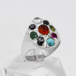 انگشتر چند سنگ نقره زنانه و مردانه دست ساز طرح دلدار - Image 3