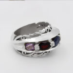 انگشتر چند سنگ نقره دست ساز مردانه طرح فاخر نگیشا - Image 3