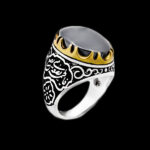 انگشتر حدید صینی نقره مردانه طرح آپتین + حکاکی