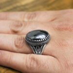 انگشتر حدید صینی نقره مردانه طرح دیار+ حکاکی - Image 2