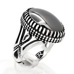 انگشتر حدید صینی نقره مردانه طرح دیار+ حکاکی