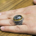 انگشتر حدید صینی نقره مردانه طرح یا حسین (ع) + حکاکی - Image 4