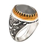 انگشتر حدید صینی نقره مردانه طرح یا حسین (ع) + حکاکی