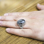 انگشتر حدید صینی نقره مردانه طرح دینور + حکاکی - Image 4
