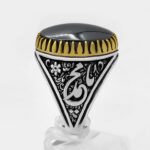 انگشتر حدید صینی نقره مردانه طرح یا محمد (ص) + حکاکی - Image 2