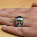 انگشتر حدید صینی نقره مردانه طرح یا محمد (ص) + حکاکی - Image 4