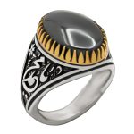 انگشتر حدید صینی نقره مردانه طرح یا محمد (ص) + حکاکی