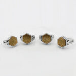 انگشتر حرز امام جواد (ع) نقره مردانه و زنانه طرح شش ضلعی "صلوات" + تربت امام حسین (ع) - Image 2