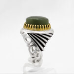 انگشتر یشم نقره مردانه طرح دور طلایی رادمان - Image 3