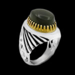 انگشتر یشم نقره مردانه طرح دور طلایی رادمان