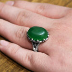 انگشتر یشم نقره مردانه طرح رازدار - Image 4